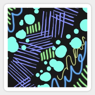 Colorful Abstract Lines, Circles, and Squiggles in a Small Repeating Pattern, made by EndlessEmporium Magnet